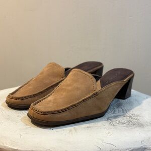 Aerosoles Chunky Block Heel Square Toe Loafer Mule Slip On Heeled Sandal, 8.5